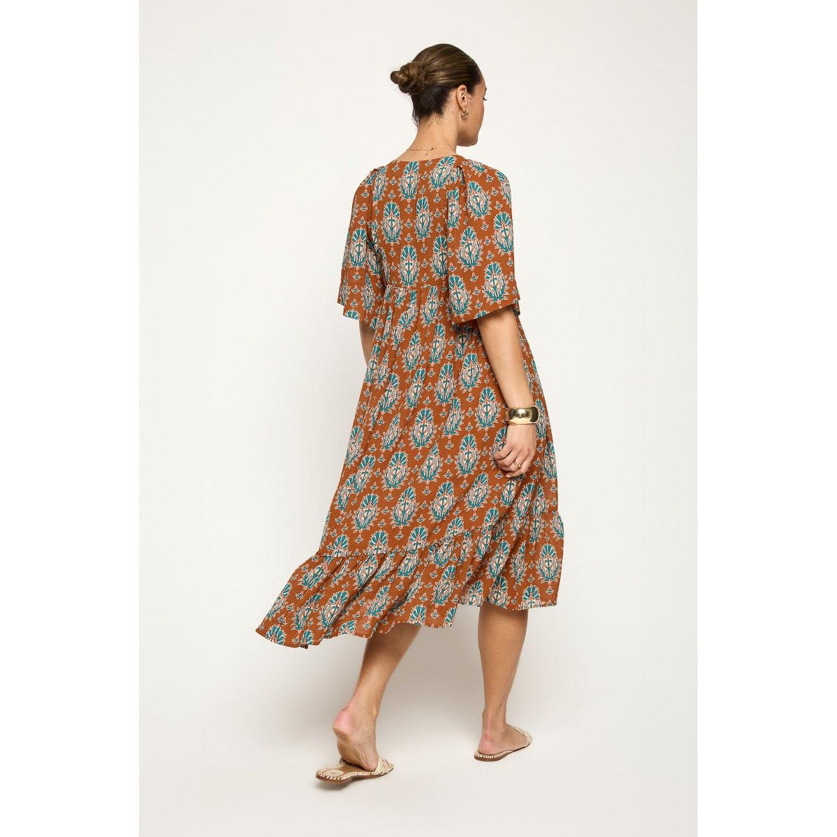 Женские платья West K Everly Flowy Tiered Dress with Tassels - Xsmall - Orange Batik — фото 3
