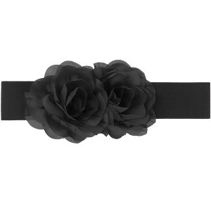 Elerevyo Women's Big Double-Flower Stretchy Elastic Wide Chunky Dress Waistband Belts - 1 of 4