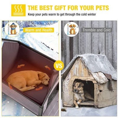 Large Brown Insulated Wooden Dog House with Elevated Floor