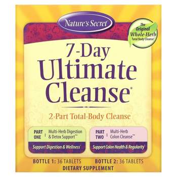 Nature's Secret 7-Day Ultimate Cleanse, 2-Part Total-Body Cleanse, 2 Bottles, 36 Tablets Each