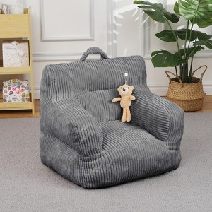 Kids Bean Bag Chair, Comfy Toddler Chair with Plush Bear, Toddler Bean Bag Sofa for Boys and Girls, Soft Corduroy Cover Lazy Sofa - 1 of 4