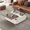 Damerin Wooden Lift-Top Square Accent Coffee Table With Charging Place & USB Ports ,Hidden Space-White - 3 of 4