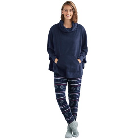 ellos Women s Plus Size Fair Isle Fleece Pajama Pants 18 20 Blue