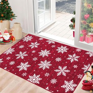 Christmas Washable Area Rug, Non Slip Soft Snowflake Carpet, Low Pile Stain Resistant Bedroom Rug for Living Room, Nursery, Dining - 1 of 4