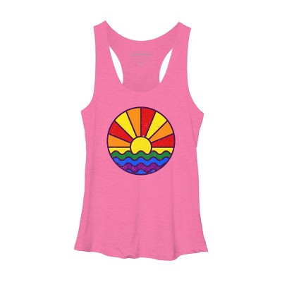Design By Humans Summer LGBTQIA+ Pride Sunset Ocean By krobilad Racerback Tank Top