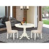 3Pc Dinette Set - Round Kitchen Table & 2 Parsons Chairs - Linen White Finish - 2 of 4