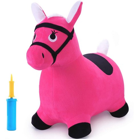 iPlay, iLearn, Bouncy Pals Farm Friends Hopper Toy, Plush, Inflatable Ride-On Hopping Toy, Pink Horse, Ages 18 Months and Up - image 1 of 4