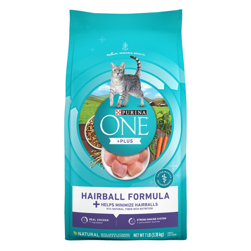 Photos - Cat Food Purina ONE Hairball Formula Natural Chicken Flavor Dry  - 7lbs 