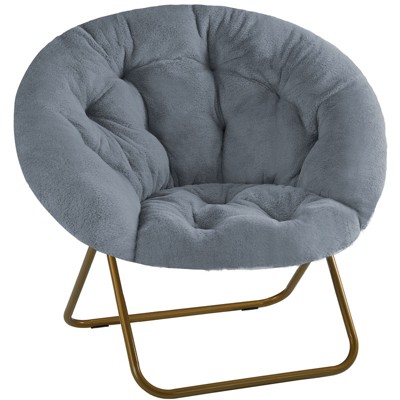 GlasFlength Seating Sets, Comfortable Disc Chairs, Faux Fur Furniture, Adult Size, for Bedroom Living Room, Gray, 35.83"*25.59"*32.28"