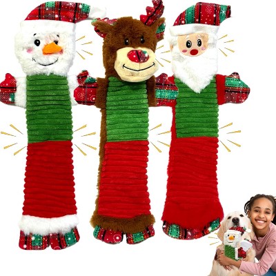 3PCS Christmas Dog Squeaky Toys with Crinkle, Dog Enrichment Chew Toys to Keep Them Busy