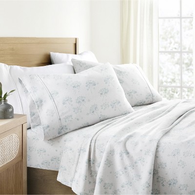 Floral 100% Cotton Flannel Sheets,  4PC Super Soft Bed Sheets, Easy Care, Vibrant Patterns - Becky Cameron