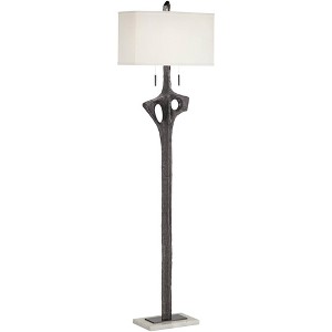 360 Lighting Ammon Rustic 66 3/4" Tall Standing Floor Lamp Sculpture Pull Chain Black Faux Wood Finish Living Room Bedroom House Reading Office - 1 of 4