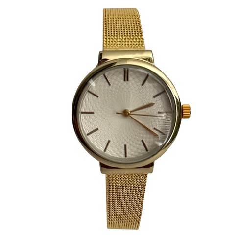 Olivia Pratt Gold Delicate Mesh Metallic Women Watch
