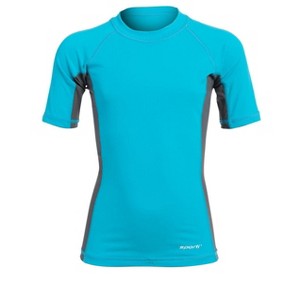 Sporti Sporti Youth Unisex S/S UPF 50+ Sport Fit Rash Guard Aqua Blue/Grey 4 - 1 of 4