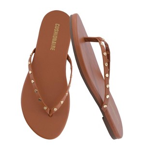 CUSHIONAIRE Confetti Women’s Studded Flip Flop Sandal – Slip-On Thong with Memory Foam & Stylish Rivet Strap - 1 of 4