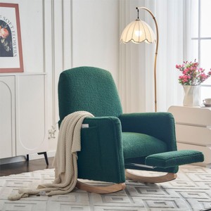 Nursery Rocking Chair,Breastfeeding Chair,Best Nursery Chair For Small Spaces,Teddy Fabric Rocking Chair With Leg Rest-Cuddlewood - 1 of 4