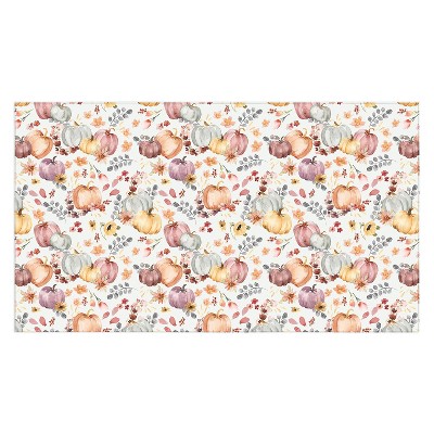 Ninola Design Pumpkins Fall Floral Ecru Tablecloth - Deny Designs