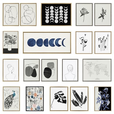 Natural Black and White Abstract Canvas Art Set