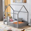Full Size Wood House Bed Frame with Fence for Kids,Teens - 2 of 4