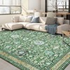 Boho Vintage Area Rug Machine Washable Non Slip  Low Pile Ultra Thin Floor Mat Non Shedding Floral Printed Indoor Carpet - 4 of 4