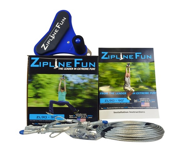 Adventure Parks Zip Line Fun ZL90 Zip Line - 90' (Blue Trolley)