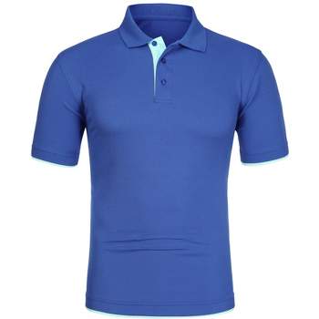 Lars Amadeus Men's Summer Golf Shirt Contrast Color Short Sleeves Regular Fit Polo