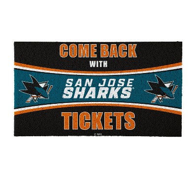 Evergreen Come Back with Tickets San Jose Sharks 28" x 16" Woven PVC Indoor Outdoor Doormat