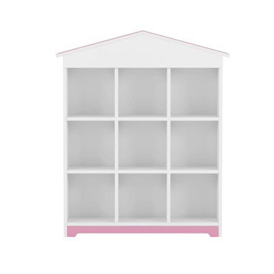 FONTOI Nightstand with Nine Storage Compartments, Three-layer Storage Shelf, Storage Rack for Bedroom, Pink&White, 12"*47.4"*38.6"