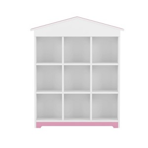 FONTOI Nightstand with Nine Storage Compartments, Three-layer Storage Shelf, Storage Rack for Bedroom, Pink&White, 12"*47.4"*38.6" - 1 of 4