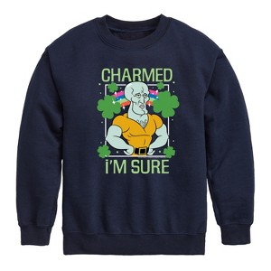 Boys' - SpongeBob Squarepants - Charmed I'm Sure Graphic Long Sleeve Fleece Sweatshirt - 1 of 4