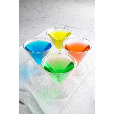 Double-Walled Stemless Martini Glasses with Ring Base - Set of 4
