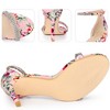 Perphy Women's Rhinestone Straps Floral Print Ankle Strap Stiletto Heel Sandals - 3 of 3