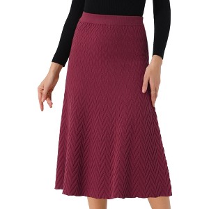 INSPIRE CHIC Women's Elastic High Waist A-Line Ribbed Knit Sweater Skirt - 1 of 4