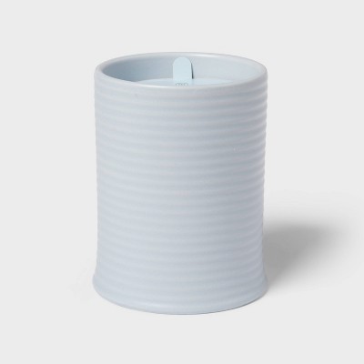 14oz Ceramic Ribbed Jar Candle Rainwater Lily - Threshold™