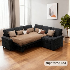 Dyonery 5-Seat Sectional Sleeper Sofa Bed with Pull Out Bed,Adjustable Backrest,USB Ports Convertible L Shaped Sectional Couches,Tool-Free Assembly - 1 of 4