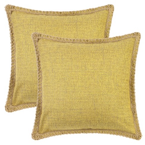 Unique Bargains Bedroom Linen Solid Color Throw Pillow Covers 2 Pcs Yellow 18 X 18 Target