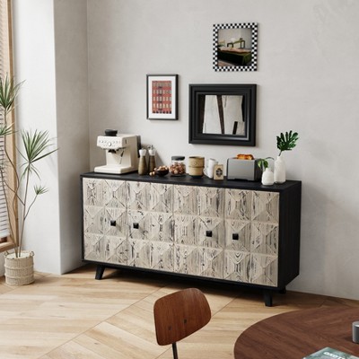 59.84" 4 Doors Vintage Sideboard ,Freestanding Sideboard Storage Cabinet Entryway Floor Cabinet