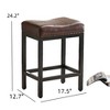 FONTOI Saddle Bar Stool, Kitchen Island Stools with Footrests, Rectangle Bar Stools with Thick Saddle Seats for Kitchen Bar, Brown, 17.5"*24.2"*12.7" - 2 of 4
