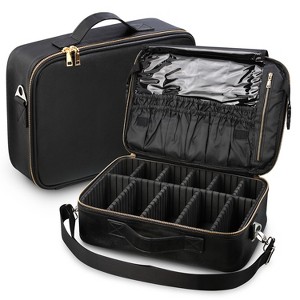 Fosmon Travel Makeup Organizer Bag, Large Makeup Case Waterproof, Makeup Bag Organizer with Compartments, Professional Makeup Train Case for Cosmetics - 1 of 4