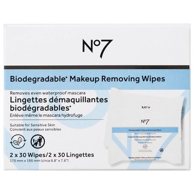 No7 Biodegradable Unscented Makeup Removing Wipes Dual Pack - 60ct