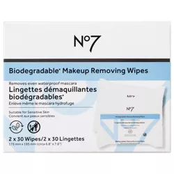 No7 Biodegradable Makeup Removing Wipes Dual Pack - 60ct