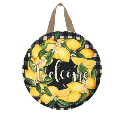 Briarwood Lane Lemon Wreath Burlap Door Hanger Summer Welcome Emb