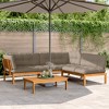 vidaXL Patio Pallet Sofa Set with Cushions Furniture, 4 Piece Modular Acacia Wood Outdoor Furniture, Suitable for Garden, Patio, Terrace - Brown/Taupe - 2 of 4