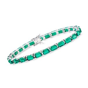 Ross-Simons 14.00 ct. t.w. Simulated Emerald Tennis Bracelet in Sterling Silver Size 7 - 1 of 3