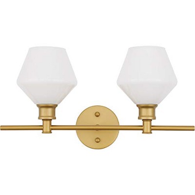 Gene 2-Light Brass and Frosted White Glass Wall Sconce
