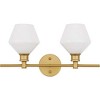 Elegant Lighting Gene 2 light Brass and Frosted white glass Wall sconce - 3 of 4