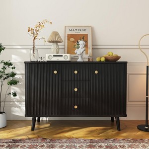 47" Sideboard Cabinet with Drawers, Fluted Storage Cabinet with 2 Doors and 3 Drawers, for Entryway, Kitchen, Living Room- - 1 of 4