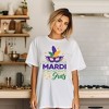Simply Sage Market Women's Mardi Gras mask Sparkle Short Sleeve Garment Dyed Tee - 2 of 3