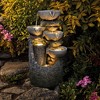 LuxenHome 25" Small Water Fountain Outdoor, Cascading Bowl Garden Water Features with LED Lights Gray - 4 of 4