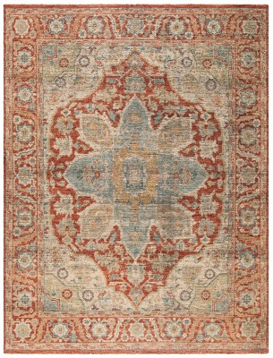 Hand-Knotted Red Geometric Wool Area Rug, 8' x 10'